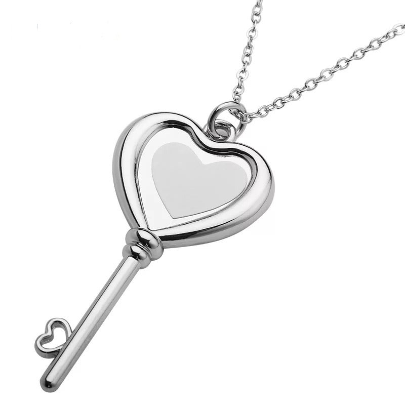 Sublimation Double Sided Photo Heart Key Necklace