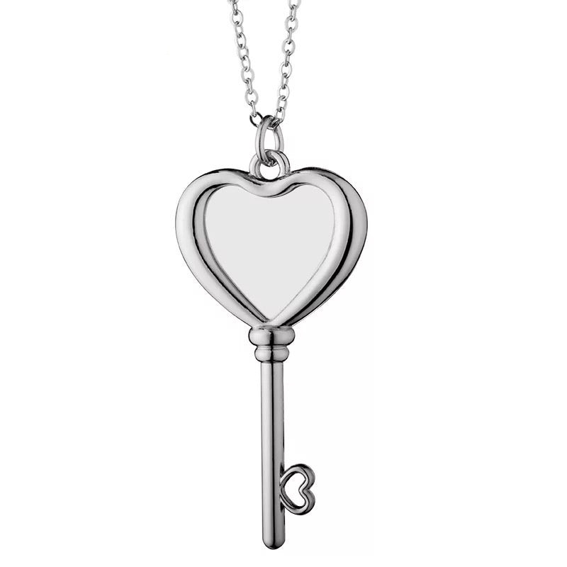 Sublimation Double Sided Photo Heart Key Necklace