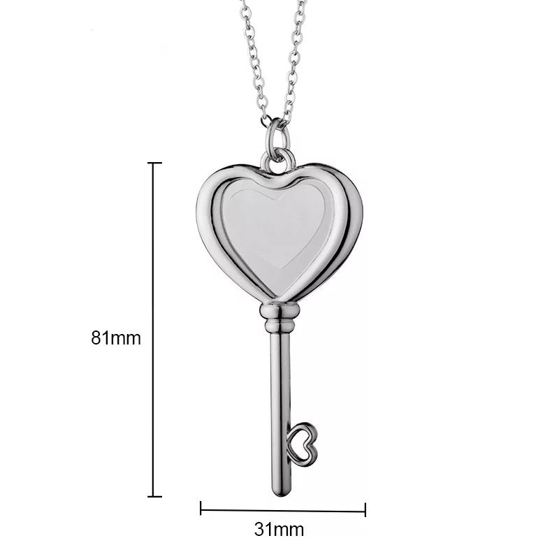 Sublimation Double Sided Photo Heart Key Necklace