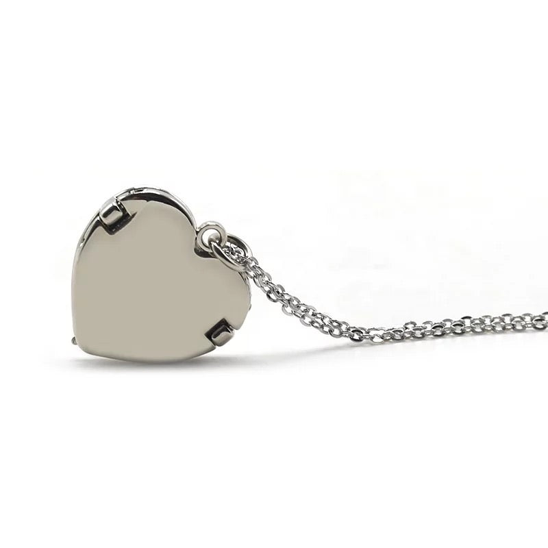 Personalized Sublimation Blank Angel Wings  Heart Lockets Pendant Necklace
